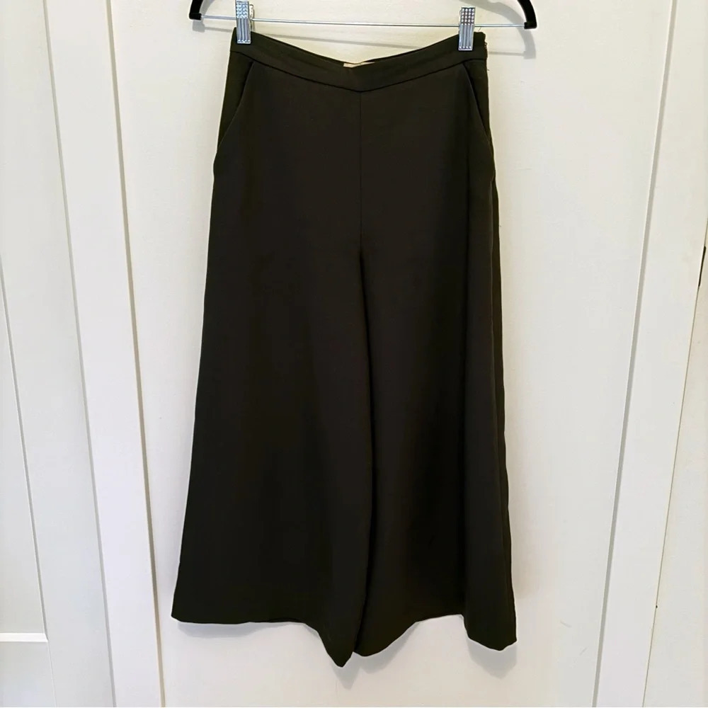 Aritzia Wilfred Culottes Wide Leg Crop Trousers Black Size  2 Lalemant Office - Picture 2 of 4